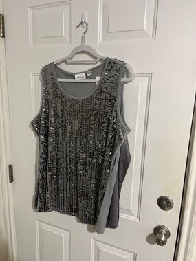 Avenue Silver Gray Sequin Tank Top